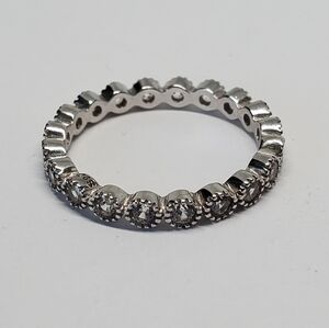Sterling Silver 2.5mm CZ Bezel Eternity Band Ring